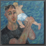 Dad holds the baby 40X40cm